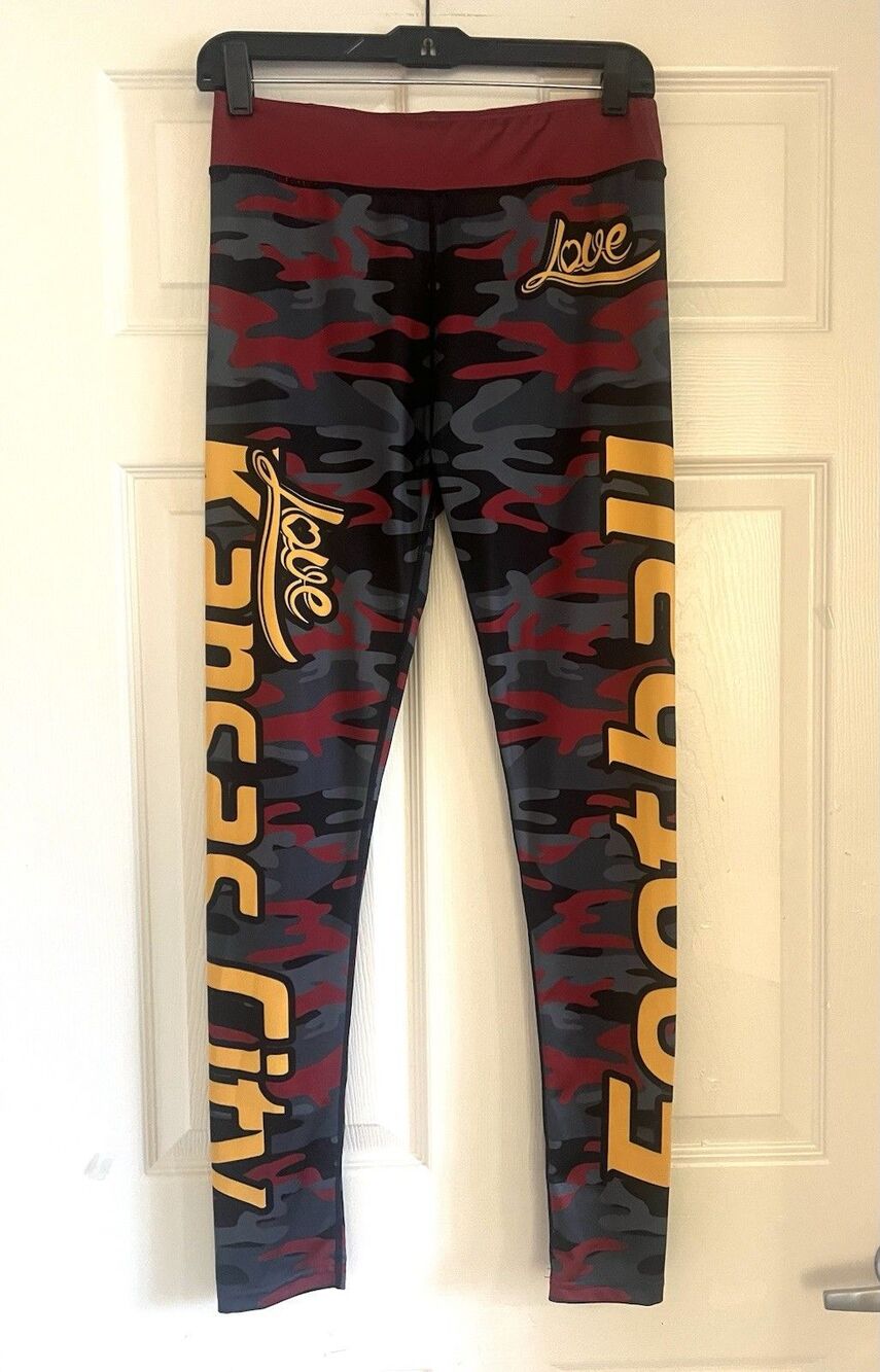 XLusion Kansas City Football Camo Leggings Womens Size M Game Day Athleisure EUC
